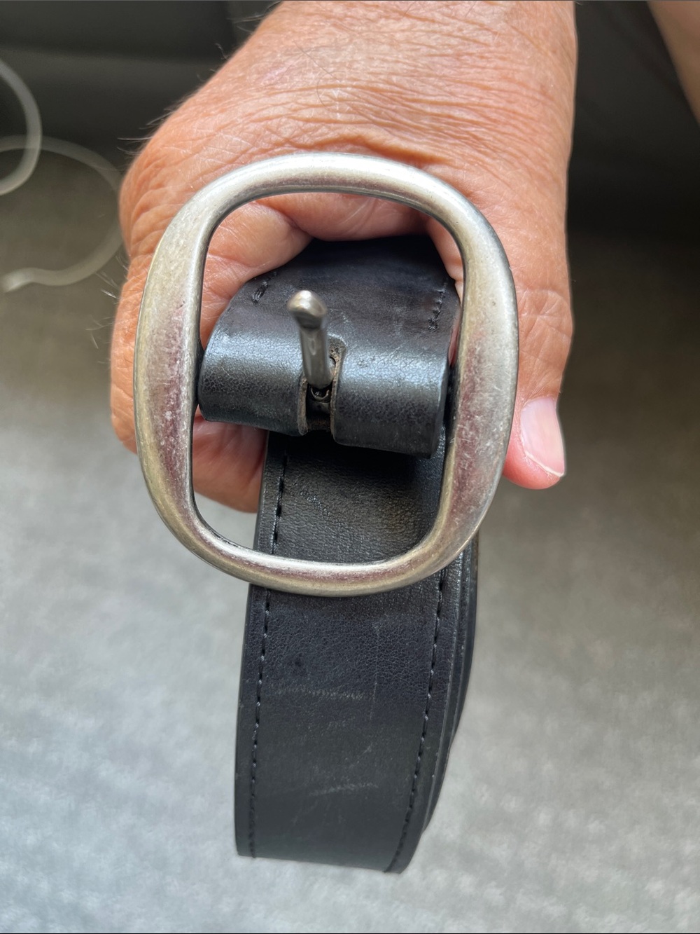 Cabela's Men’s Black Leather Belt with Oval Silver Buckle